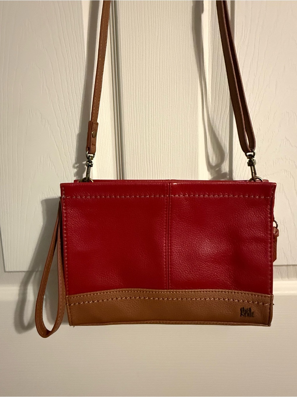 The Sak Red and Tan Leather Crossbody Bag